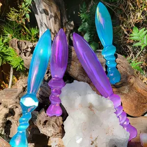 Selenite with Aura Athame, Slicing Through Shadows: Aura Selenite’s Path to Purity and Protection