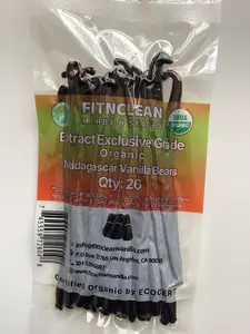 26 Organic Madagascar Vanilla Beans Extract Exclusive Grade B. 4"-5" by FITNCLEAN VANILLA| Certified USDA Organic. Bulk Dry Whole Bourbon NON-GMO Pods Coffee Flavor Coffee Blend Beverage