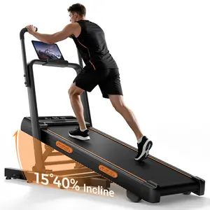 UMAYWalking Pad Treadmill with 40% Incline 15° & Elevated Dual Handrails, Quiet 3HP Motor 7.5MPH Foldable Treadmill for Tall Users Running Walking, 350LBS Capacity Duty Reinforced Frame Space Saving, LED Display Remote & Suction Tablet Holder for Home Gym