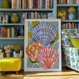 Seashell Wall Art Print Coastal Beach House Decor - (Unframe)