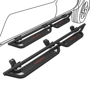OEDRO All-Steel Build Running Boards Compatible with 2018-2026 Jeep Wrangler JL 4 Door, Bolt-on Side Steps with Leaf Shaped Design, Black Powder Coated Nerf Bar