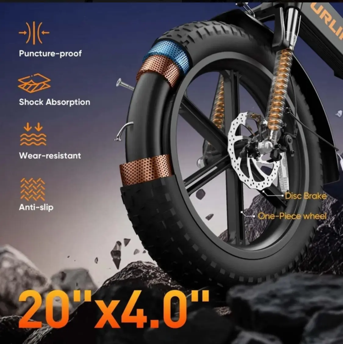 URLIFE Folding Electric Bike for Adults 20" x 4" Fat Tire Ebike 48V 13AH 80 Mi