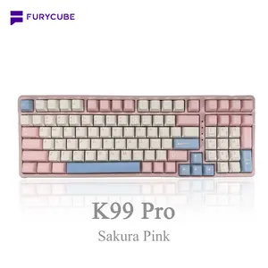 FURYCUBE K99 Pro Full Size Gasket Wireless Mechanical Keyboard Wired/Bluetooth/2.4G Tri-Mode Side Engraved Gaming Keyboard For Laptop Computer 99 Keys RGB Backlit Hot Swappable Customize Keyboard E-Sports, PBT Keycaps 3/5 Pin TikTokShopfalldealsforyou