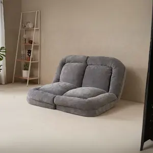 Convertible Fold-Out Double Sofa Bed Gray Living Room Sleeper Couch Pull Out Guest Bed with Foldable Design for Small Space Apartment Dormitory Home Furniture, Living Room Furniture for Apartment, Lounge, Family Room, Office and Home Seating