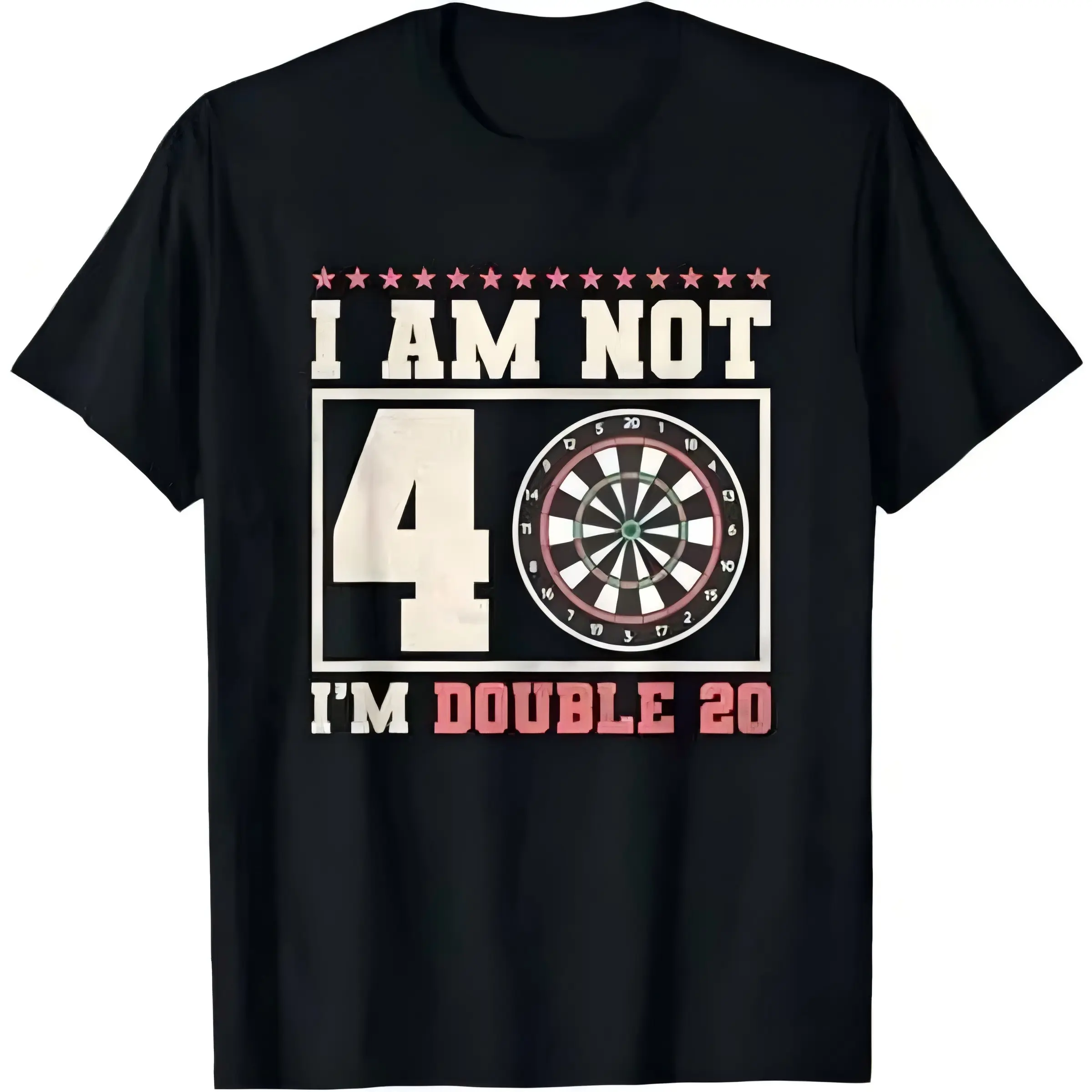 I Am Not 40 I'm Double 20 Darts T Shirt, 100% Cotton Vintage Graphic Tee, Funny 40th Birthday Gift For Darts Lover, Novelty Humor Casual Mens Crew Neck T-Shirt