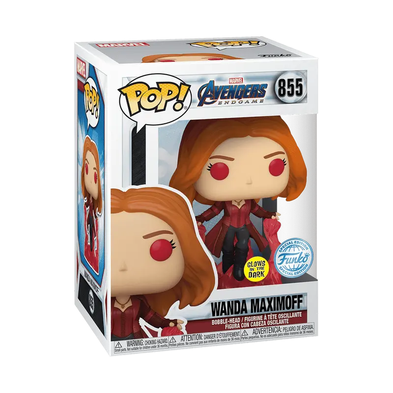 Funko Pop! Marvel - Wanda Maximoff (Glow) #855 Exclusive (Sticker may vary) Collectible Pop Vinyl Figure