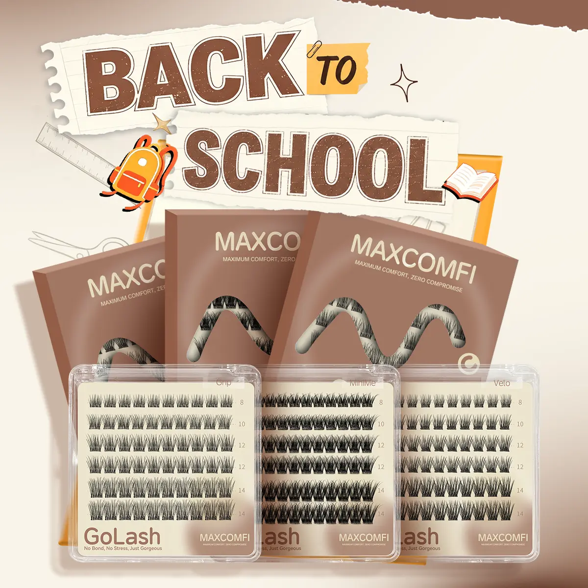 MAXCOMFI Glue-Free Pre-Cut Individual Lashes - Lash Clusters, DIY Cosmetic Makeup Product, Mini Portable Purse Pack for On-the-Go Touch-Ups, Lash Cluster,sunscreen,back to school