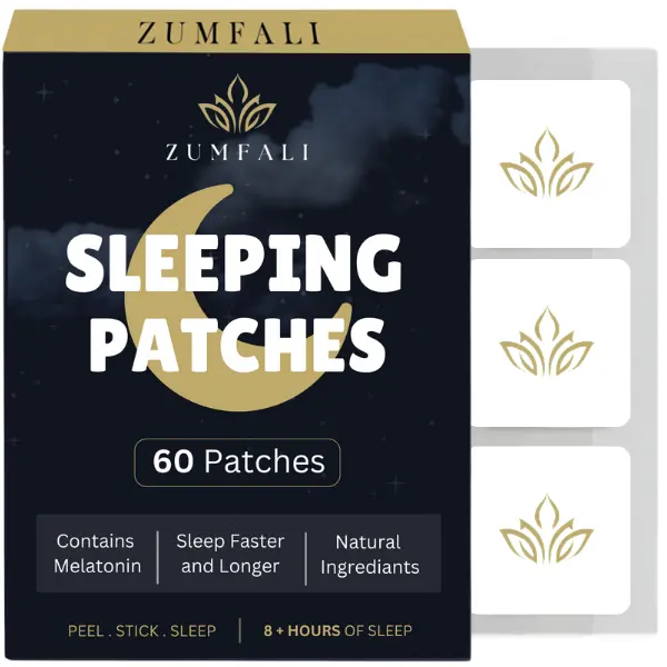 Zumfali Natural Sleep Patches - 60 Pcs for Snoring & Restful Nights - Easy Peel, Drug-Free Formula with Melatonin for 8+ Hours of Sleep - Comfortable Wear for Travel & Home Use