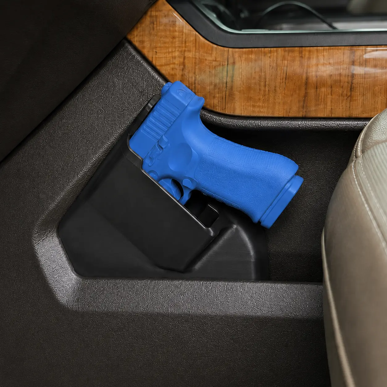 Driver Side Holster Mount for 2014-2018 Silverado & Sierra, Durable ASA Material Console Pistol Mount with Magnetic Retention, Low-Profile Fit for Glock 19, P365, Hellcat, Everyday Use, Reduce Sliding, Secure Vehicle Storage, Sidearm Holster Mount