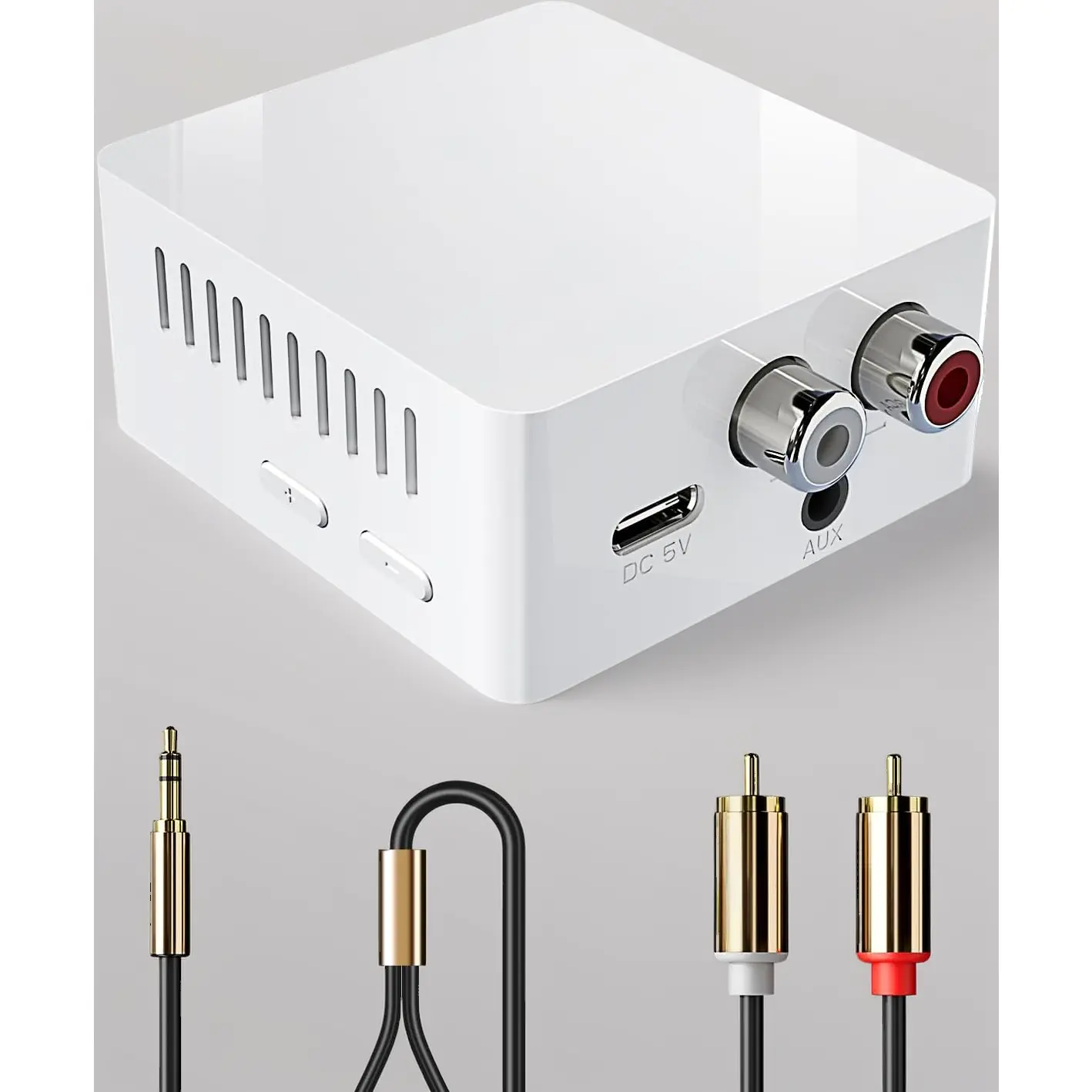 HiFi Bluetooth 5.3 Receiver for Home Stereo - Wireless Audio Adapter with 3.5mm & RCA Outputs, Low Latency, Long Range, USB-C Powered for Speakers, Amplifiers