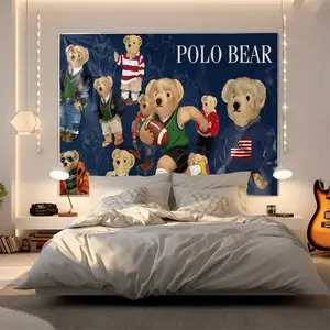 Bear Pattern Tapestry, Stylish Room Flag, Unique Wall Art For Living Room And Bedroom, Soft And Durable For Kids And Adults Daily Holiday Birthday Gift Bedroom Decoration, Wall Hanging Tapestry