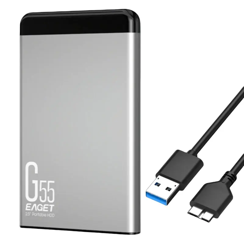 EAGET USB3.0 Portable External Hard Drive 500GB/1TB, Speed Transfer 5Gbps ,Plug And Play External Storage Devices, For PC,Desktop,Laptop,PS4,PS5,,One X/S,360,Series X/S,Office &(Grey), External HDD, External Data Storage
