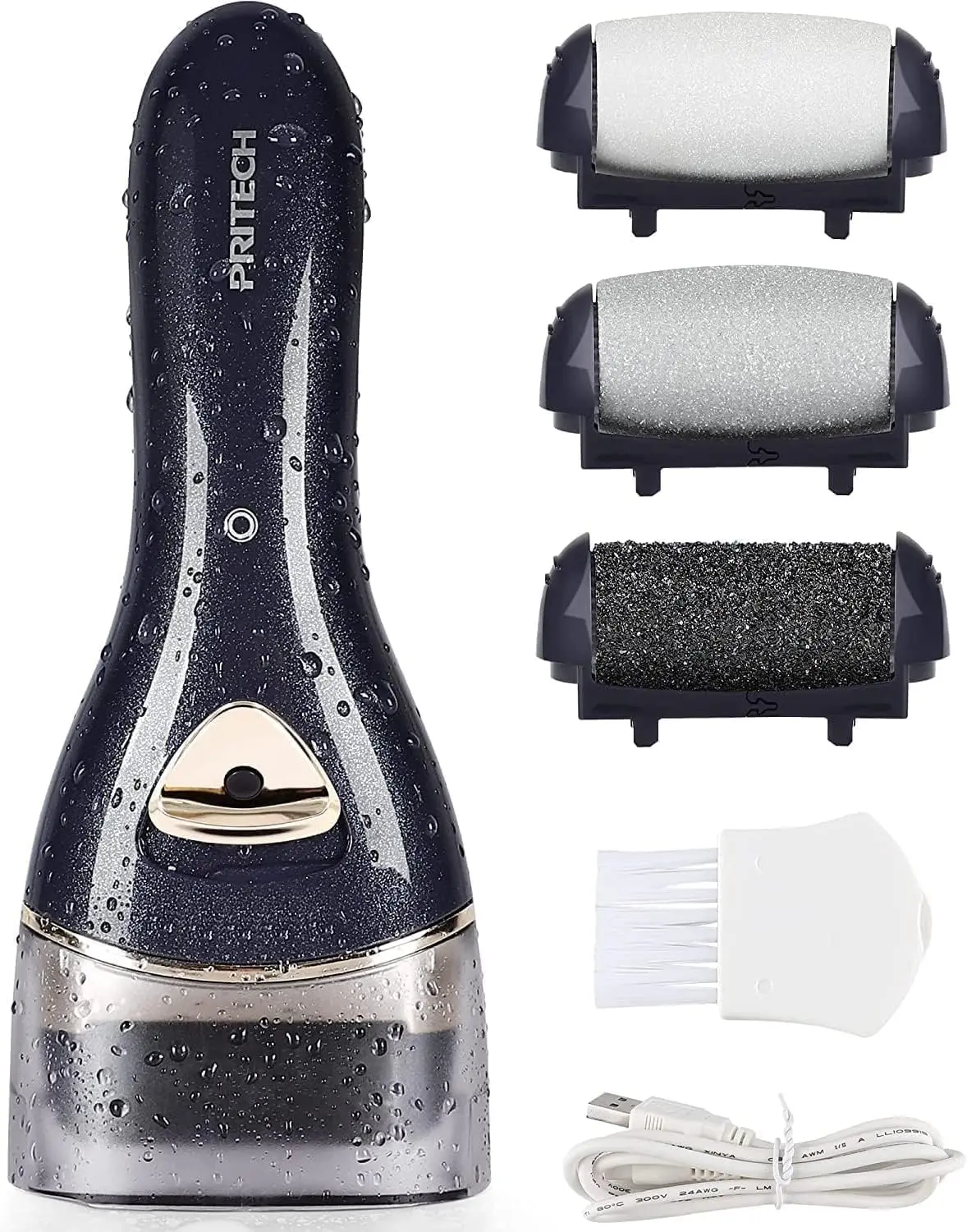 Electric Foot Callus Remover, Rechargeable Foot File for Dead Skin Care| Portable Electronic Pedicure Kit, Waterproof Hard Skin Scraper Tool with 3 Roller Heads for Cracked Heels & Home Spa