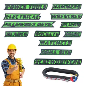 12-Pack Magnetic Toolbox Labels - 2026 New 3D-Printed Reusable Magnets | Premium Tool Organization Accessories for Cabinets, Drawers & Carts