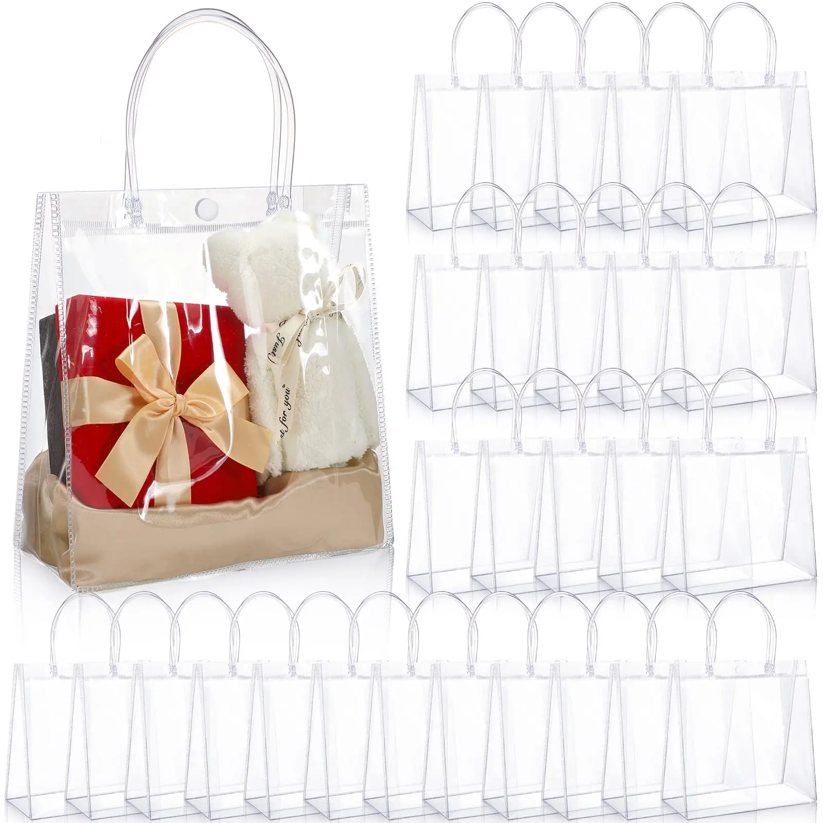 1/10/20pcs Transparent PVC Handbags, Waterproof Festival Birthday Gift Bags, Reusable Party Bags, Small Business Supplies, Wedding Anniversary Gifts
