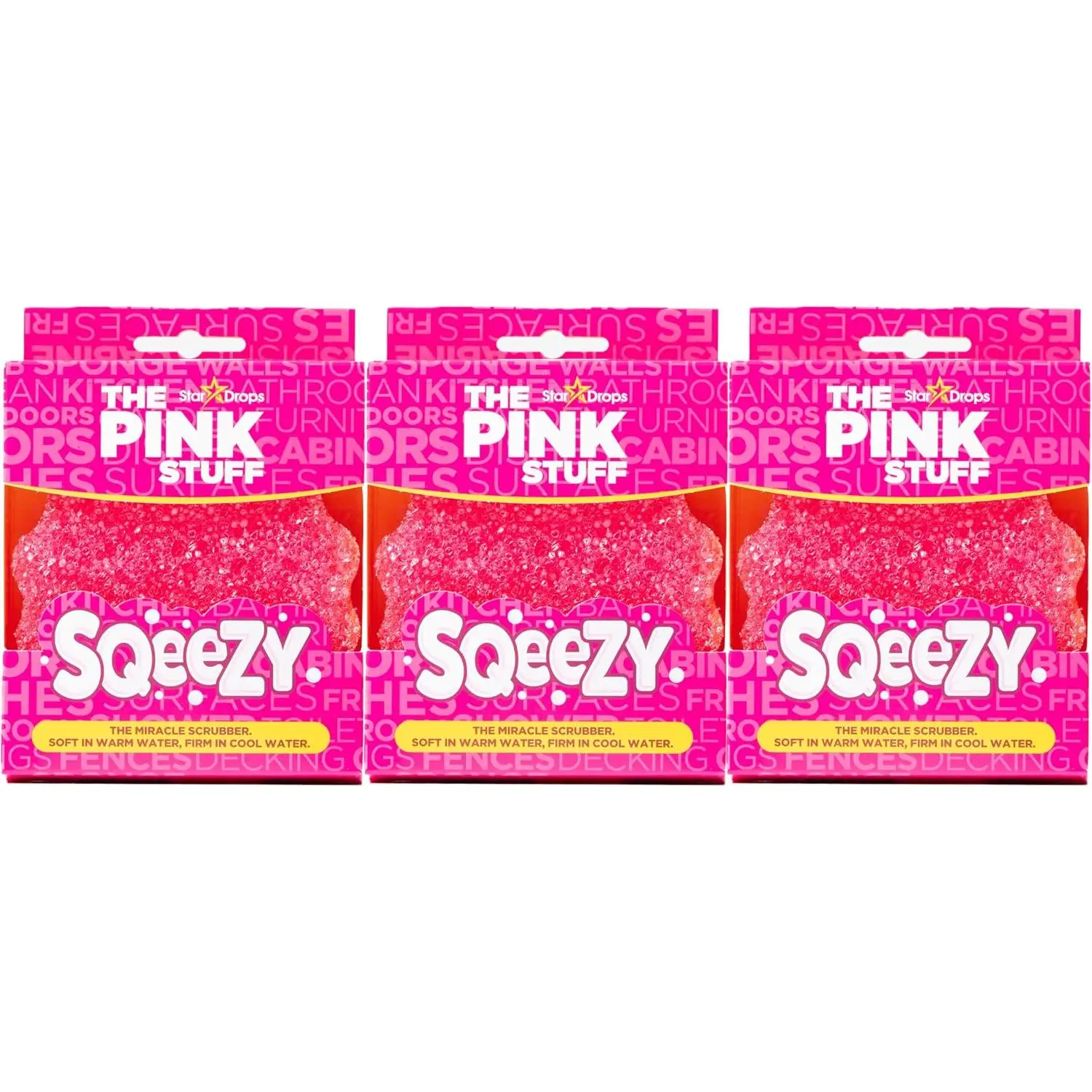 Stardrops The Pink Stuff Miracle SQeeZY Scrubber Sponge, 3 Pack Stardrops The Pink Stuff Miracle SQeeZY Scrubber Sponge, 3 Pack