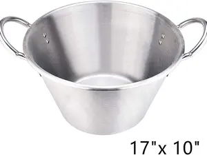 ARC Stainless Steel Heavy Duty Mexican Cazo Para Carnitas, 22QT Large Outdoor Wok Pot Great for Carnitas, Braising, and Frying