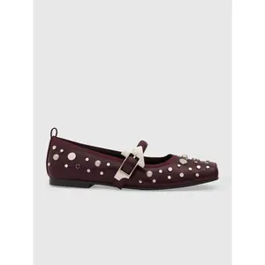 Cider Rivet Decor Buckle Strap Square Toe Mary Jane Flats