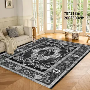 MUST-HAVE Gothic Vintage Non-Slip Rug with Crystal Velvet & Dian Su Di Backing, 800gsm Polyester Floor Mat for Home & Commercial Use, Machine Washable, Cushioned Anti-Slip Floor Carpet for Living Room, Bathroom, Kitchen, Bedroom