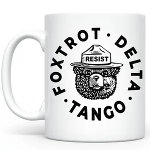 Resist Ceramic Mug, Subtle Foxtrot Delta Tango Coffee Mug, Subtle FDT Tea Cup, Protect National Parks Ceramic Coffee 11Oz 15Oz Mug Gifts