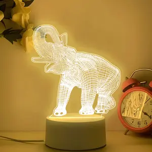 Acrylic Elephant Night Light, Decorative Night Light, Creative Glowing Animal Lamp, Cute Home Decor, Desk & Living Room Accessory, Birthday or Holiday Gift