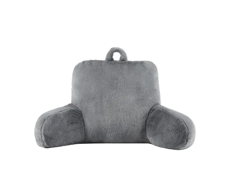 Faux Fur Plush Bedrest Pillow, Specialty Size, Gray, Cozy Lounge Support