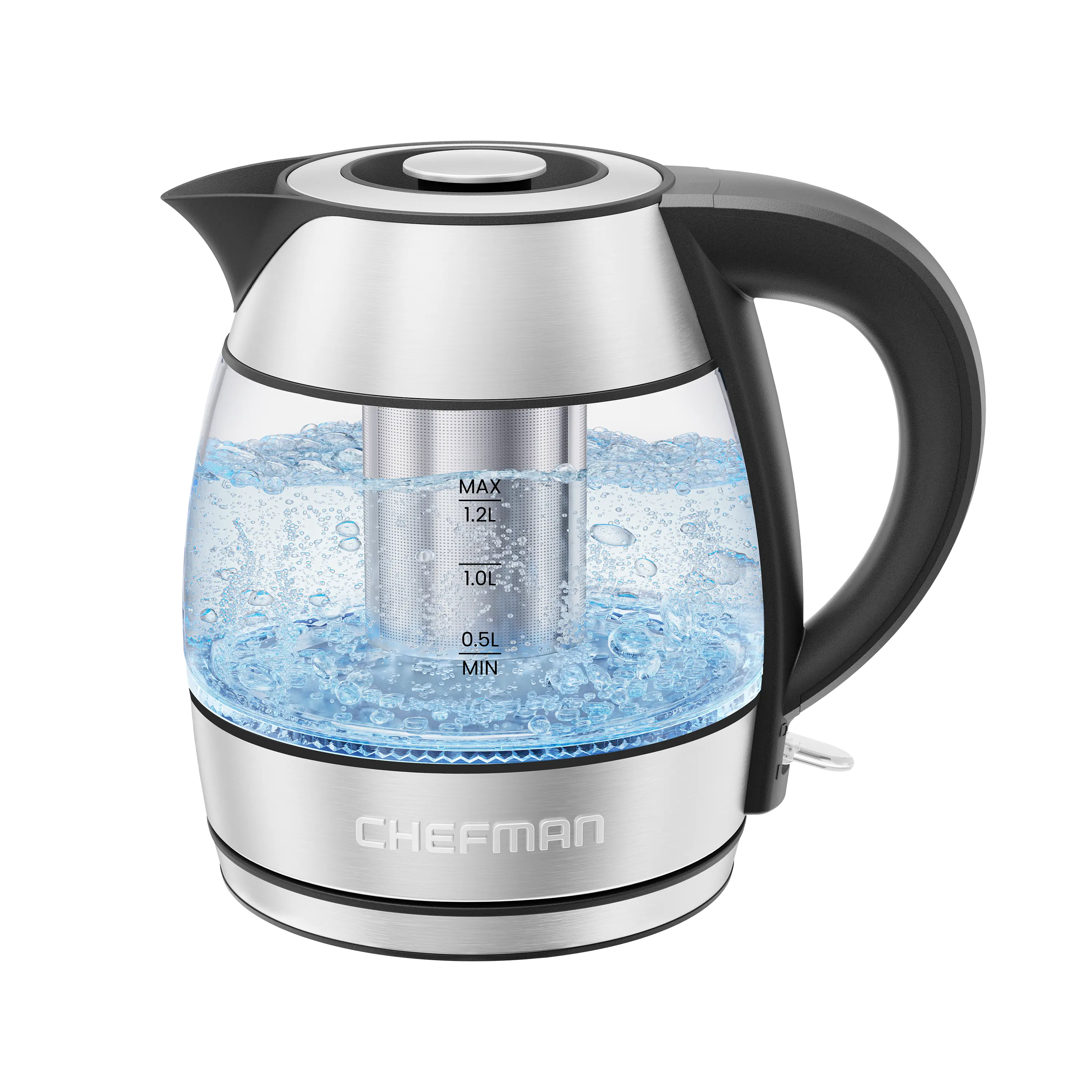 Chefman Rapid Boil 1.2L Electric Tea Kettle with Tea Infuser and Removable Lid - Stainless Steel Chefman Rapid Boil 1.2L Electric Tea Kettle with Tea Infuser and Removable Lid - Stainless Steel