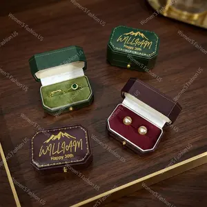 Custom Octagon Ring Box for 2 Rings | Personalized Velvet Proposal Box