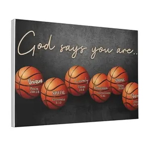 Room Decor 1pc Inspirational Basketball Canvas Wall Art - Motivational Sports Decor with Bible Verses for Boys Room, Dorm, Gym, Bedroom, Office