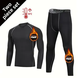 Men's 2-Piece Thermal Compression Set, LongSleeve & Pants, Breathable andStretchy Base Layer for Running, Cycling andTraining in Cold Weather, Compression Tops Tech Suit Sports Clothes summerwins