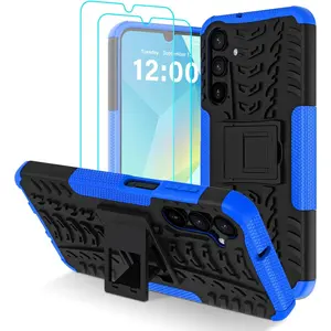 P-PCS029   for Samsung Galaxy A16 5G Case with 2 Pack Screen Protector,Military Grade Shockproof, Heavy Duty Robust Bumper Cover with Kickstand for Galaxy A16 5G Phone Case, Blue