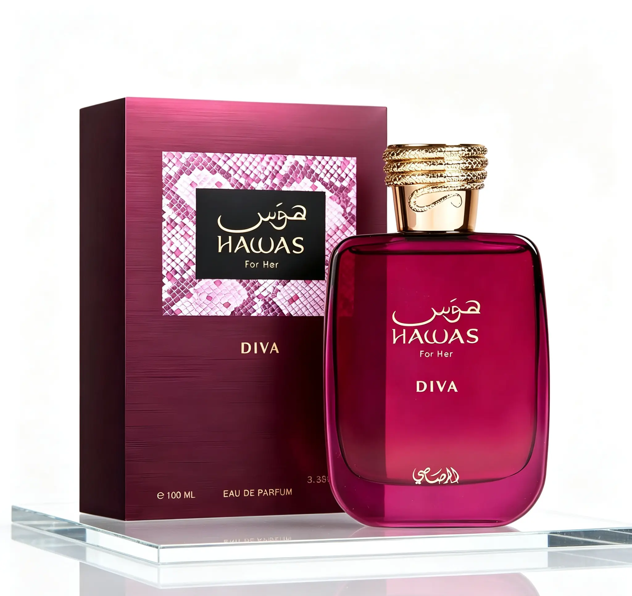 Hawas For Her Diva Eau de Parfum for Women, Oriental Fruity Floral Long Lasting Arabian Ladies Perfume, 3.38 Fl Oz / 100ml