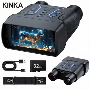 KINKA 4K Night Vision Binoculars for Adults with 4.55" Large Screen 8X Zoom 36MP Photos & Videos 400m Range Rechargeable Includes 32GB SD Card for Hunting Camping & Bird Watching