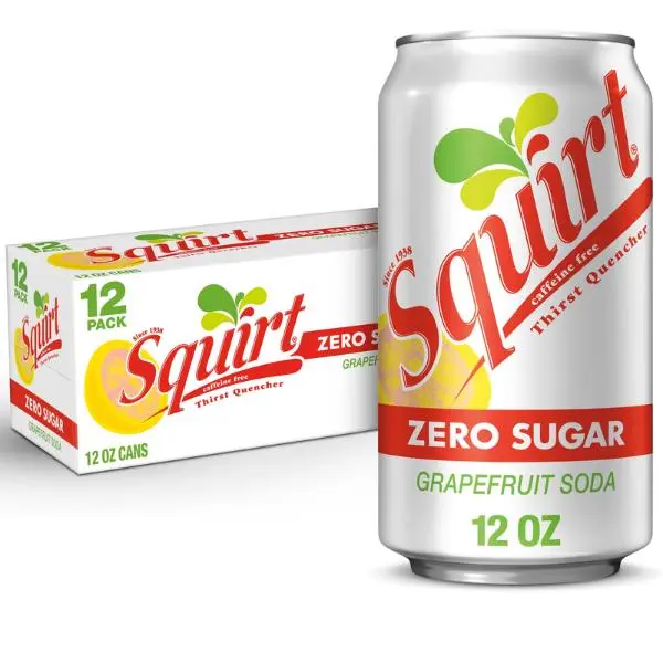 Squirt 0 Sugar Grapefruit Soda Pop – 12 fl oz Cans, 12 Pack