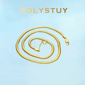 Length: 19.68 inches; Width: 4mm [FOLYSTUY (Y142)]Herringbone Snake Chain Necklace, Dainty Flat Snake Bone Chain for Women Men, Minimalist Layering Choker, Classic Everyday Wear Jewelry Gift