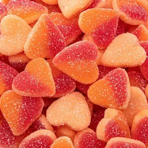Peach Hearts Gummy Candy | 1-Pound Bag | Sweet and Sour Dye Free Candy Hearts | Soft Peach Gummies for Gifting, Buffets, Party Favors and Dessert Topping