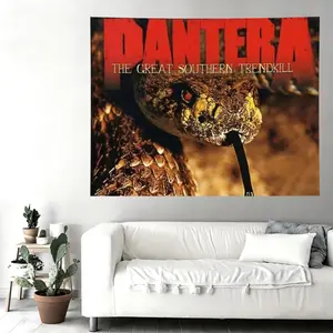 Pantera The Great Southern Trendkill Rattlesnake Wall Flag Tapestry, Vintage Heavy Metal Band Wall Art for Bedroom, Dorm & Man Cave Decor