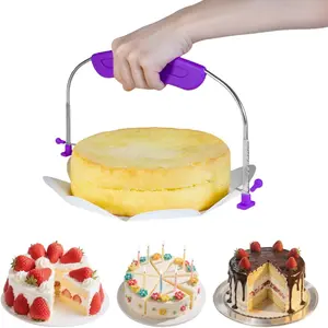 Adjustable Cake LevCake Cutter Slicer Leveler, 9 Different Height Premium Food Grade Stainless Steel Double Wires Cake Cutter/Slicer/Adjustable Cake Leveller for Levelling and Molding (Purple):Kitchen,Utensils
