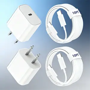 Fast Charger, 2-Pack TypeC-C Wall Charger Block with 6-Foot Cable, Compatible with 17/16/15 Pro Max / 20W, White