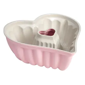 Heart Shaped Fluted Cake Pan, Cast Aluminum with Clean Ceramic Nonstick Bakeware, Dishwasher Safe, Made without PFAS, PFOA, PFOS & PFTE, 9-Inch