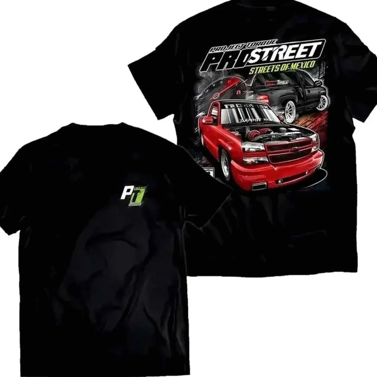 Men's Project Torque Pro Street Bundle Pack Oversized LORA Attacher Graphic T-Shirt - Distressed Cargo Hem, Breathable Loose-Fitting Unisex Cotton Casual Top, Drag Racing Muscle Car Automotive Streetwear Gearhead Gift LO5 TGK