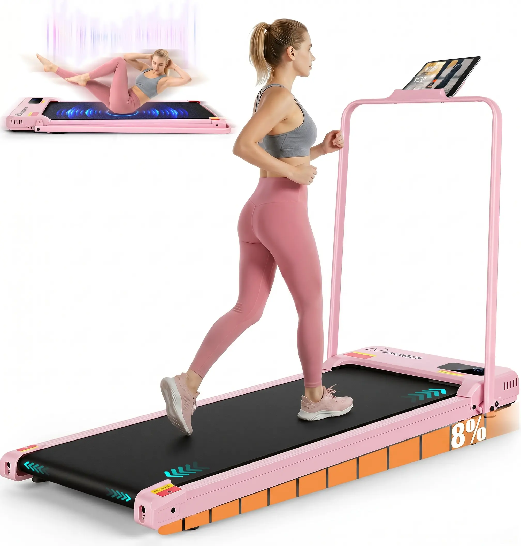 【SummerVibes】ANCHEER Treadmill with Vibration Plate,Walking Pad Treadmill with Incline, 2.5HP Compact Portable Treadmills for Home Small Spaces, Office, with Remote Control & LED Display