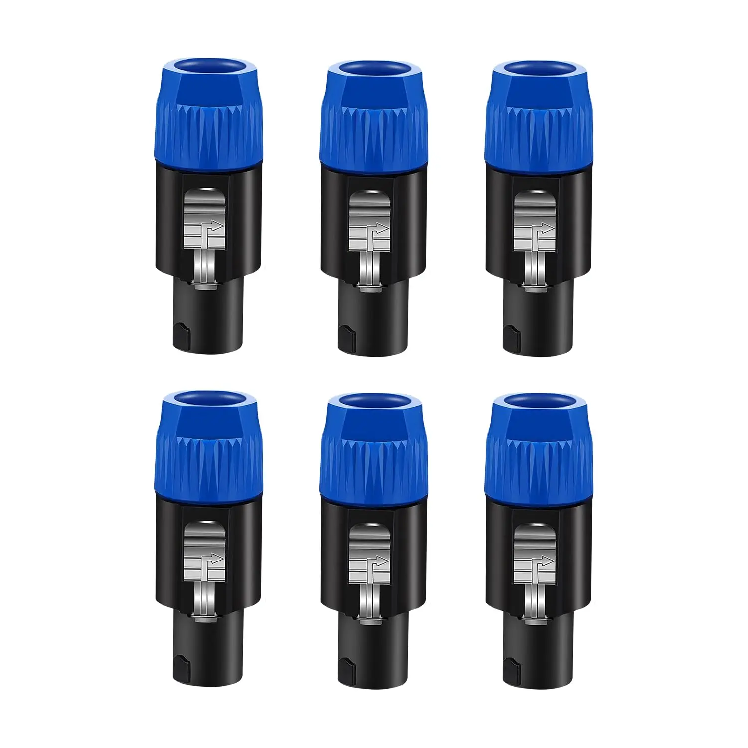 5 CORE 4-Pole Speakon Connector (6Pcs, Blue) - Durable Twist-Lock Male Audio Jack Plug, Stereo Speaker-to-Amplifier 4-Conductor Accessories for Secure Connection