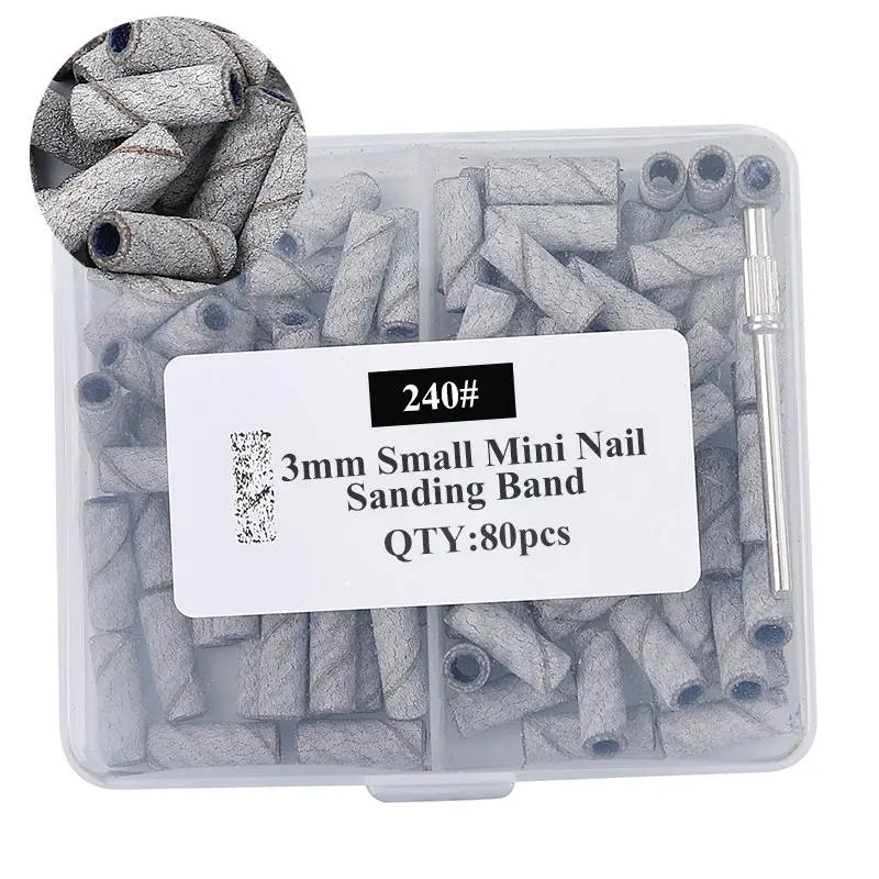 Mini Sanding Band with Mandrel Set, 80pcs/box Sanding Band for Nail Drill, Professional Nail Art Polishing Tool, Manicure & Pedicure Tools, Nail Grinding Tool, Nail Art Equipment, Nail Supplies
