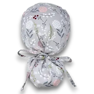 Flower Ponytail scrub cap for women with satin lined option by Paradise Caps.