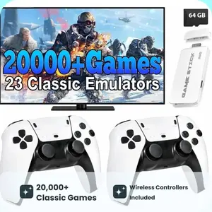 M15 Pius Vintage Game Controller Set, Dual Wireless Controllers, Classic Video Gaming Joystick with 4K HDMI, 23 Emulators, over 20000 Games, Plug & Play TV Console