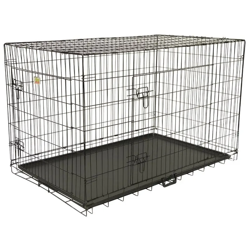 Large Collapsible Metal Frame Pet Crate - Double Door, 32'' H x 29'' W x 48'' D, 39 lb, Strong & Durable, Easy Fold & Transport, Ventilation, All-Season Containment for 150 lbs Max Dogs