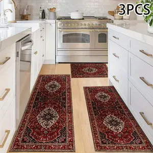 Kitchen Mat Set 2pcs/3pcs, Modern Farmhouse Style Kitchen Rugs, Kitchen Area Rug, Soft Carpet for Kitchen & Living Room, Durable and Fashionable Entrance Door Mats, Boho Runner Rug