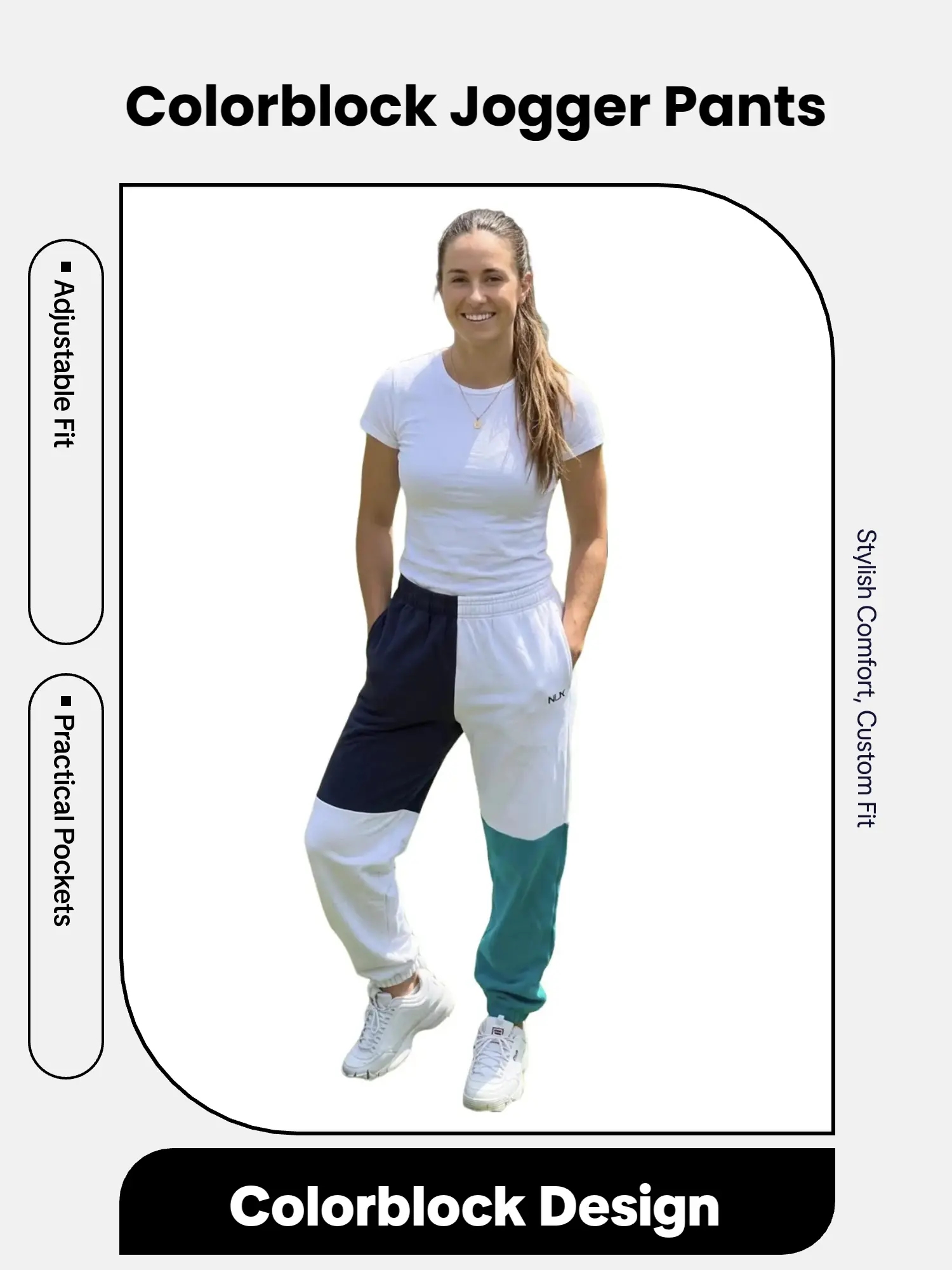 Colorblock Jogger Pants for Women - Comfortable & Stylish Athletic Wear with Pockets & Drawstring Waist