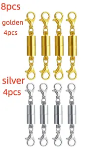 8pcs Silver Color & Magnetic Closure Necklace Clasps, Lobster Claw Buckle Converter, Bracelet Chain Jewelry Accessory, Secure Fastening, Elegant, Metal Clasp